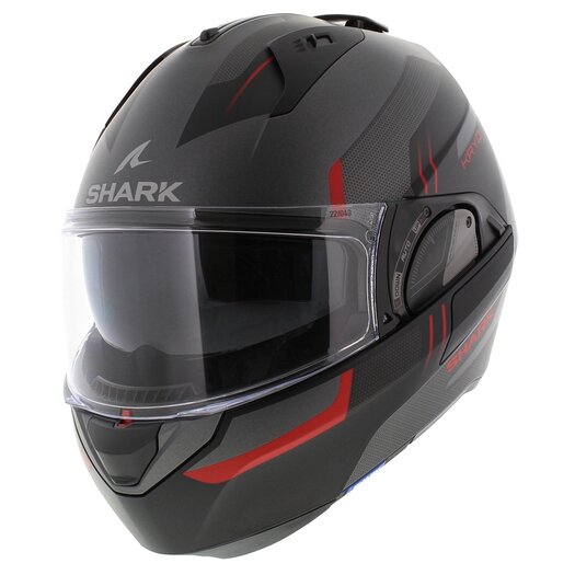 Shark EVO ES Kryd matt silver black red flip up helmet