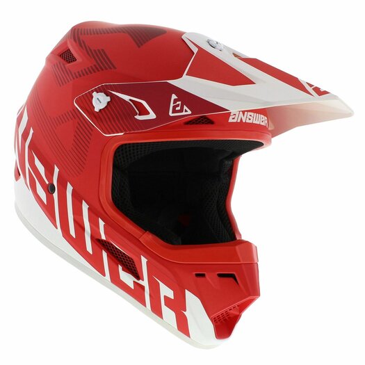 Red and white motocross outlet helmet