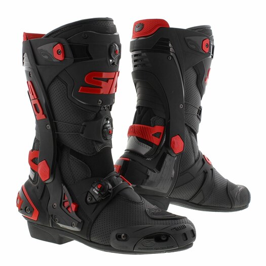 Black and red motorcycle boots hot sale