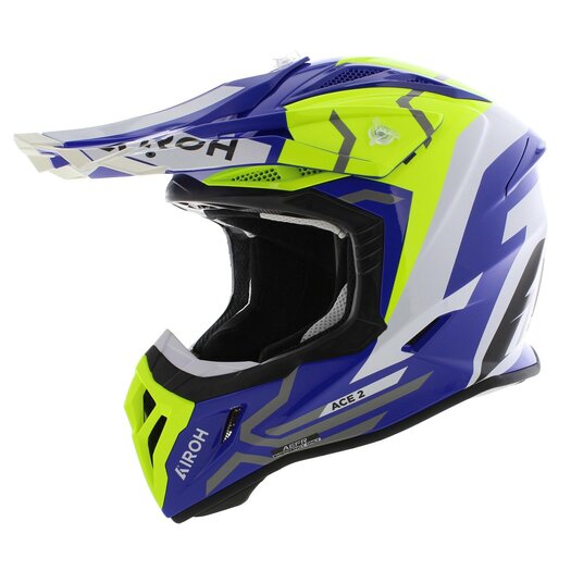 Airoh Aviator Ace 2 MX Helmet Proud gloss yellow blue grey