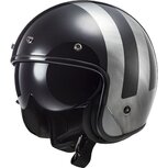 LS2 OF601 Bob II Open Face Motorcycle Helmet  - Lines Jeans Gloss Black