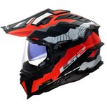 LS2 MX701 Carbon Explorer Trick matt white red - Adventure helmet motorcycle