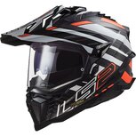 LS2 MX701 Carbon Explorer Edge gloss black orange - Adventure helmet motorcycle