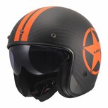 LS2 OF601 Bob II C Star matt black carbon orange Open Face Motorcycle Helmet