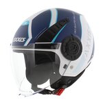 Axxis Metro S helmet Techno A7 matt blue white - Size M - Openface helmet for motorcycle and scooter use