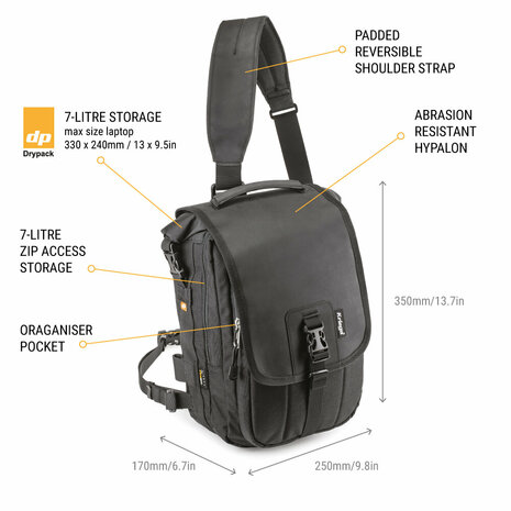 Kriega Sling Pro 100% waterproof motorcycle messenger bag