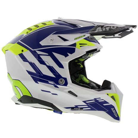 Airoh Aviator 3 AMS&sup2; Rampage - Gloss Blue White Fluo Yellow - Size S