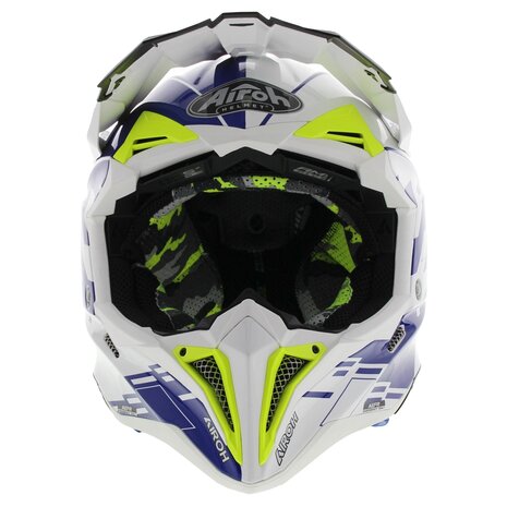 Airoh Aviator 3 AMS&sup2; Rampage - Gloss Blue White Fluo Yellow - Size S