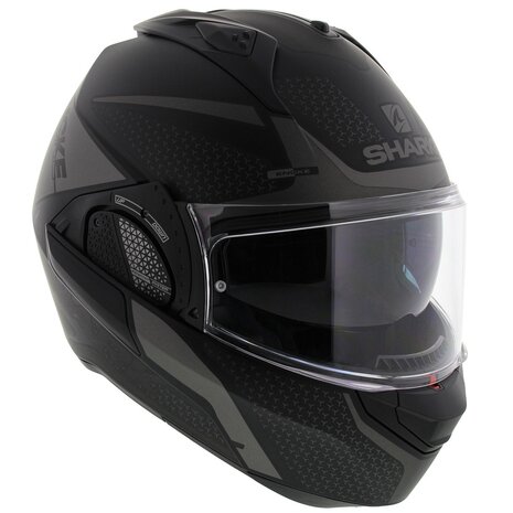 Shark EVO-GT Helmet Encke matt black anthracite - Size XS - Flip up / Flip back / Modular motorcycle helmet