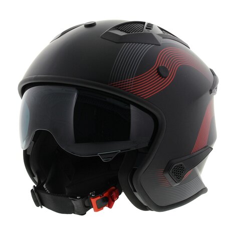 Vito Jet Bruzano helmet matt black red