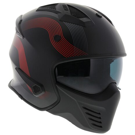 Vito Jet Bruzano helmet matt black red