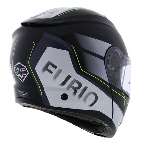 Vito Furio Modular Motorcycle Helmet - matt black white fluo yellow - Size S