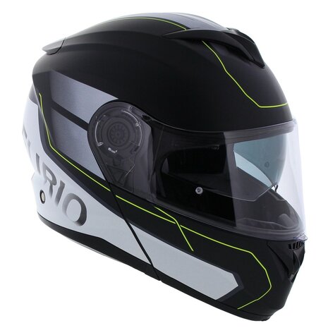 Vito Furio Modular Motorcycle Helmet - matt black white fluo yellow - Size S
