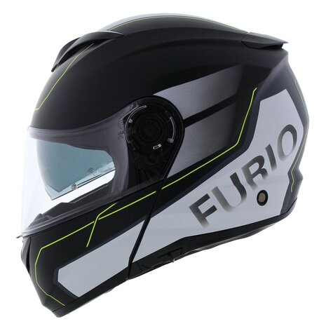 Vito Furio Modular Motorcycle Helmet - matt black white fluo yellow - Size S