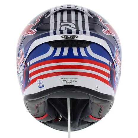 HJC RPHA 1 Red Bull Austin GP Motorcycle Helmet - White Blue Red