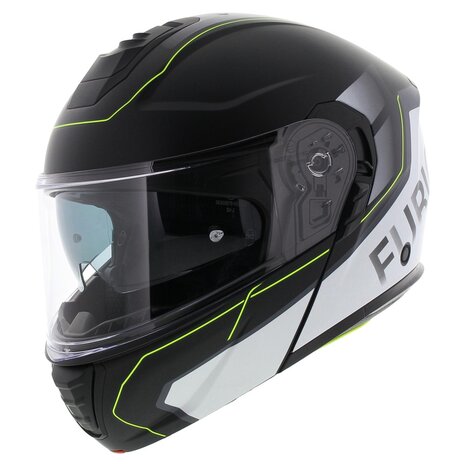 Vito Furio 2 Modular Motorcycle Helmet - matt black white fluo yellow