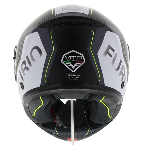 Vito Furio 2 Modular Motorcycle Helmet - matt black white fluo yellow