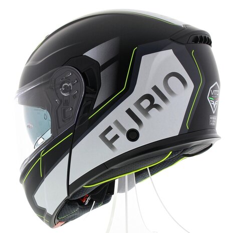 Vito Furio 2 Modular Motorcycle Helmet - matt black white fluo yellow