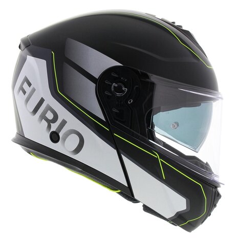 Vito Furio 2 Modular Motorcycle Helmet - matt black white fluo yellow