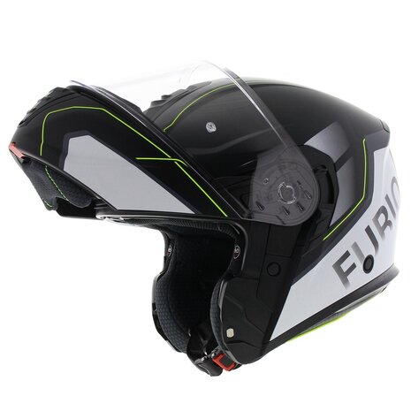 Vito Furio 2 Modular Motorcycle Helmet - matt black white fluo yellow