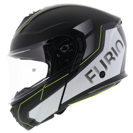 Vito Furio 2 Modular Motorcycle Helmet - matt black white fluo yellow