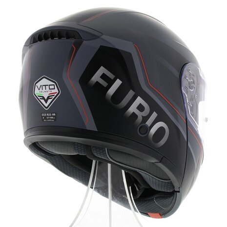 Vito Furio 2 Modular Motorcycle Helmet - matt black red