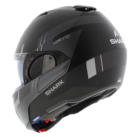 Shark EVO ES Kryd Matt Black Silver - Size S - Flipback motorcycle helmet
