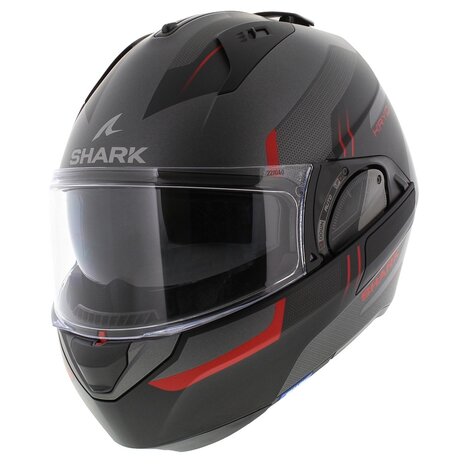 Shark EVO ES Kryd matt silver black red flip up helmet
