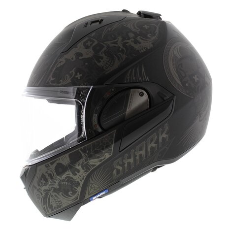 Shark EVO ES K-Rozen matt black silver - Modular Flip Up Motorcycle Helmet - Size S