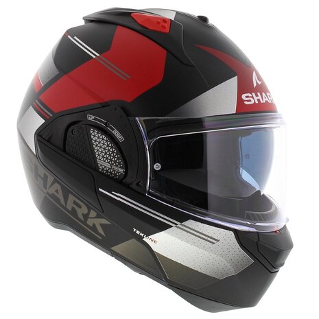 Shark EVO-GT Flip Up Helmet Tekline mat black silver red