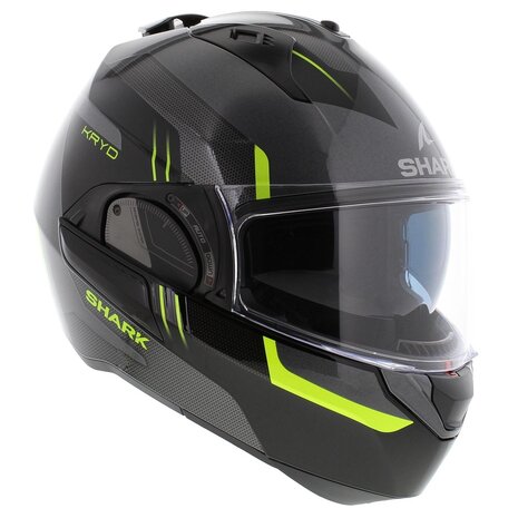 Shark EVO ES Kryd Anthracite Black Yellow - Size XS - Motorcycle modular flip back helmet