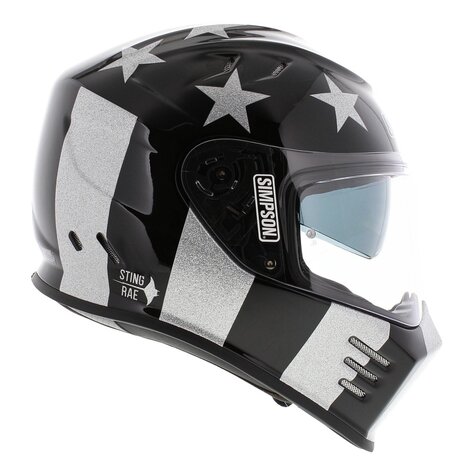 Simpson Venom Stingrae Motorcycle Helmet gloss black silver