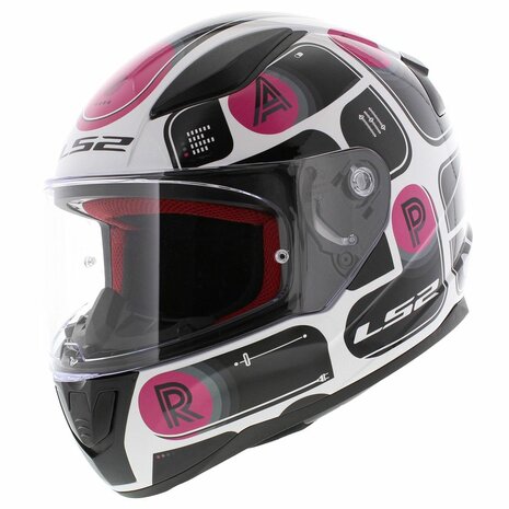 LS2 FF353 Rapid helmet Brick gloss black pink white - Size XS