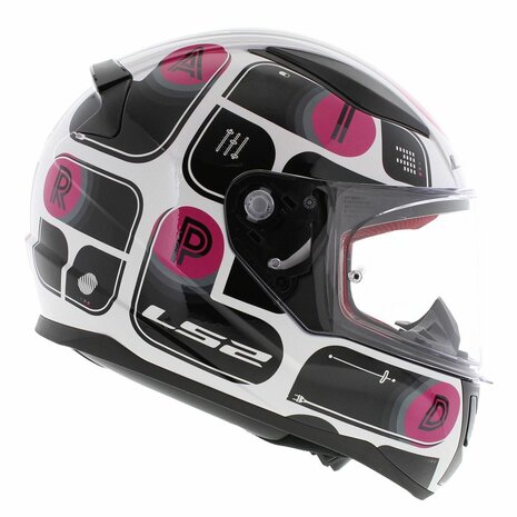 LS2 FF353 Rapid helmet Brick gloss black pink white - Size XS