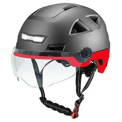 Vito E-Light helmet with visor gloss black red for E-bike / Speed Pedelec