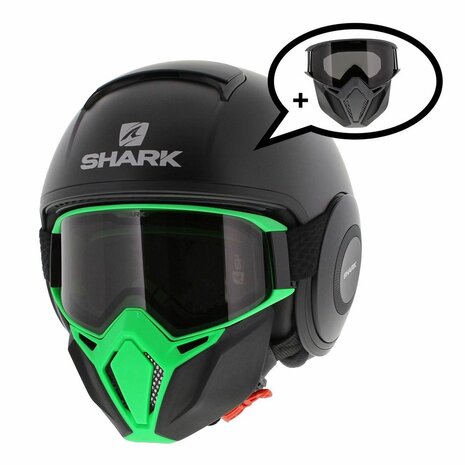 Shark Street Drak matt black green - Special Edition free Anthracite Mask