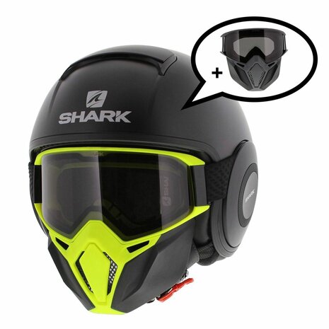Shark Street Drak matt black yellow - Special Edition free Anthracite Mask