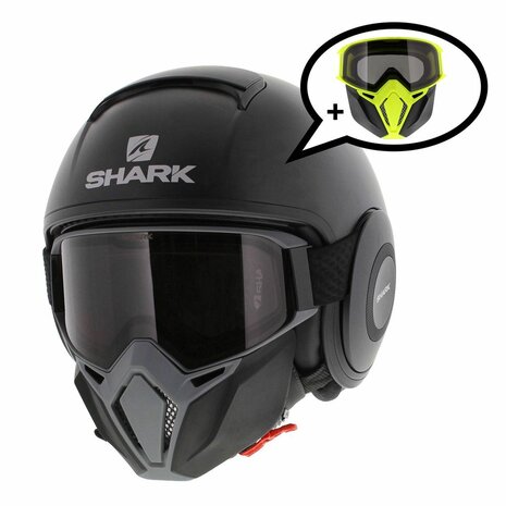 Shark Street Drak matt black anthracite - Special Edition free Neon Yellow Mask