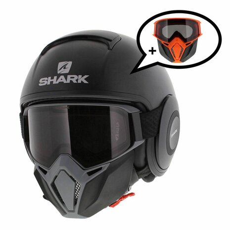 Fabrikant Edele rommel Shark Street Drak helm mat zwart antraciet - Special Edition met gratis  extra zwart oranje mondstuk - Helmspecialist
