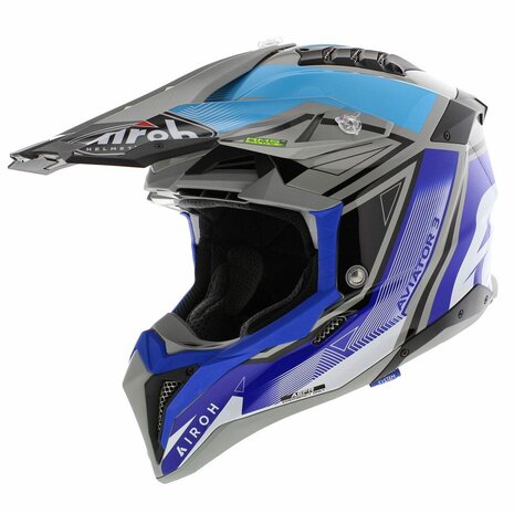 Airoh Helmet Aviator 3 AMS League gloss blue grey Helmetdiscounter