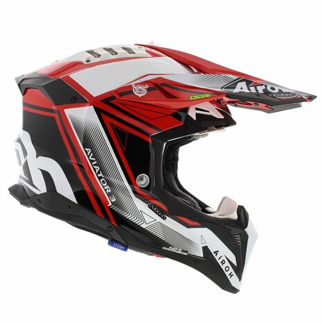 Airoh Helmet Aviator 3 AMS League gloss red white black