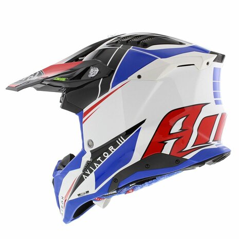 Airoh Helmet Aviator 3 AMS&sup2; Push gloss white blue red