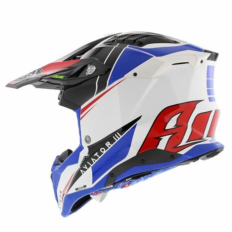 Airoh Helmet Aviator 3 AMS&sup2; Push gloss white blue red - Size S