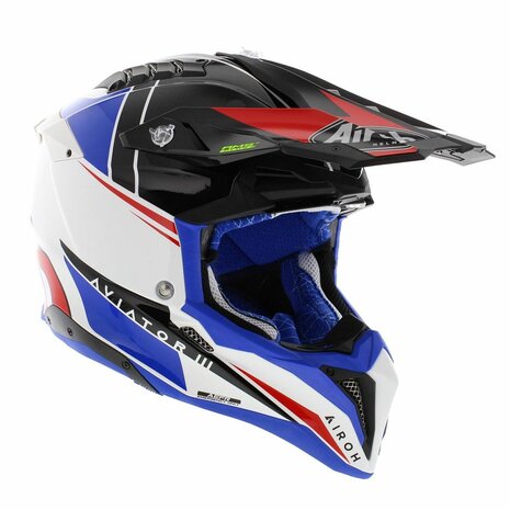 Airoh Helmet Aviator 3 AMS&sup2; Push gloss white blue red