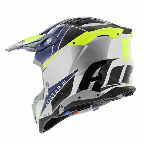 Airoh Helmet Aviator 3 AMS&sup2; Push gloss blue grey yellow - Size S