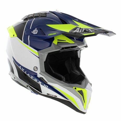 Airoh Helmet Aviator 3 AMS&sup2; Push gloss blue grey yellow - Size S