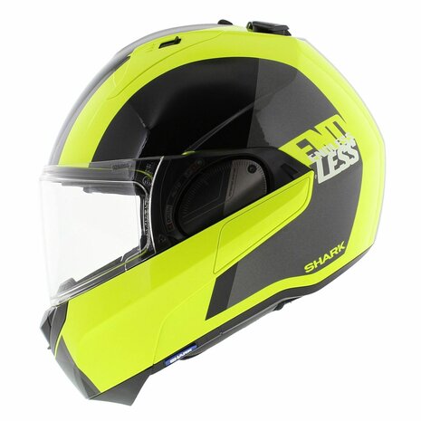 Shark Evo ES Motorcycle Flip Up Helmet Endless gloss yellow black silver YKS - Size XS