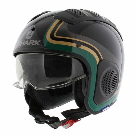 Shark X-Drak Trial Helm Hister gloss black green gold KGQ - Size XS