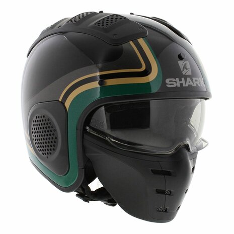 Shark X-Drak Trial Helm Hister gloss black green gold KGQ - Size XS