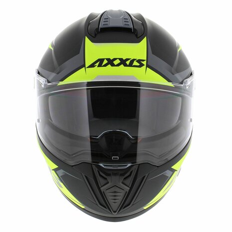 Axxis-Hawk-SV-Evo-Integraal-helm-Ixil-mat-zwart-fluor-geel-voorkant